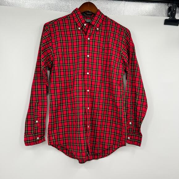 Polo by Ralph Lauren men's red & green plaid holiday winter button down large - Picture 3 of 5